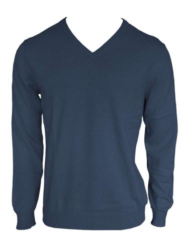 FÉRFI V-NYAKÚ FINOMKÖTÖTT PAMUT PULÓVER