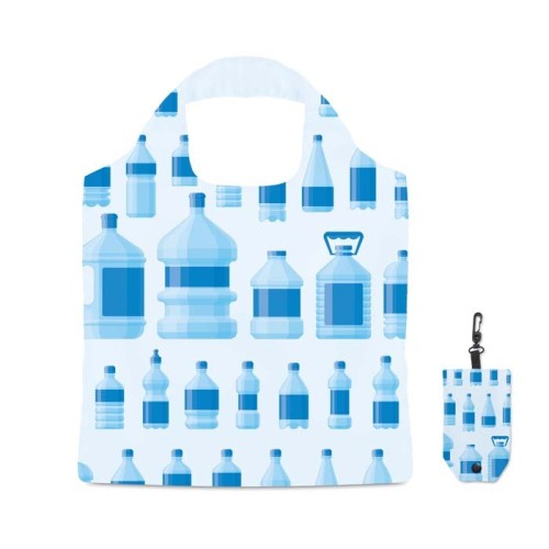 Összehajtható rPET táska tokkal. Dupla rétegű fülek.