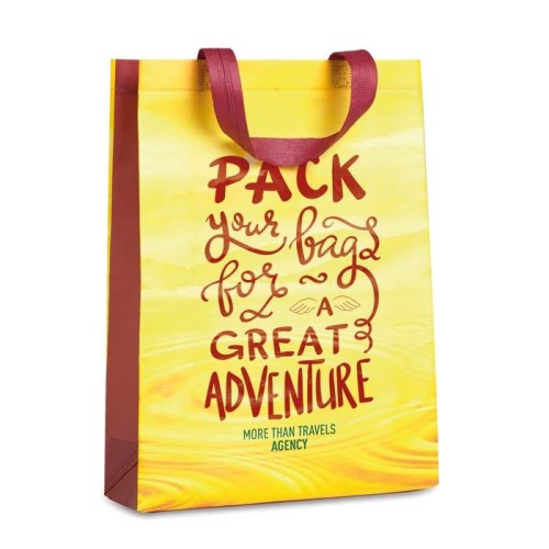 Álló formátumú bevásárlótáska (hőforrasztott): 30x38x10 cm.