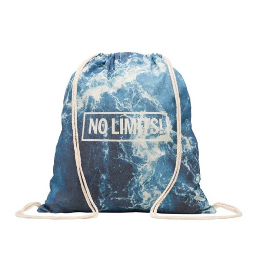 Pamut húzózsinóros táska (37x41 cm).