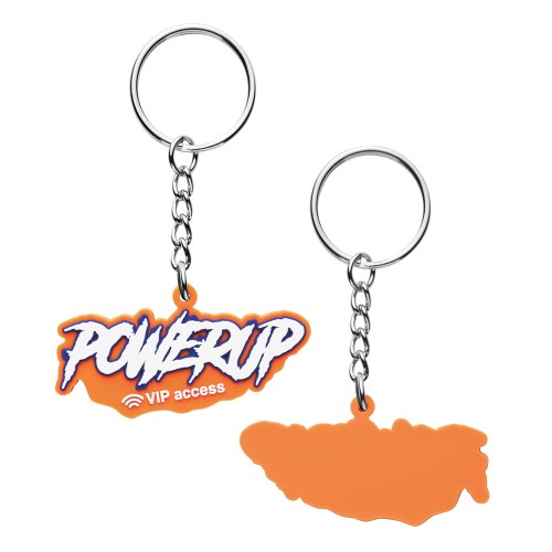 Egyedi PVC gumi NFC kulcstartó az Ön logójával az egyik oldalon.