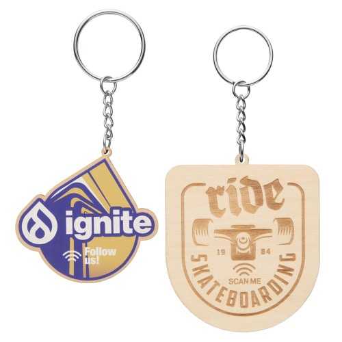 Egyedi alakú fa NFC kulcstartó