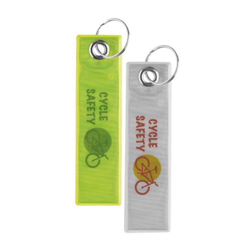 Fényvisszaverő biztonsági címkés kulcstartó (CE EN17353)