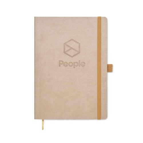 A5 méretű, puhafedeles, PU-bőr borítós jegyzetfüzet az Ön egyedi dizájnja szerint nyomtatott lapokkal.