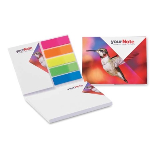 Puha, papír borítójú kombi jegyzettömb az Ön egyedi dizájnjával minden jegyzetelő lapon.