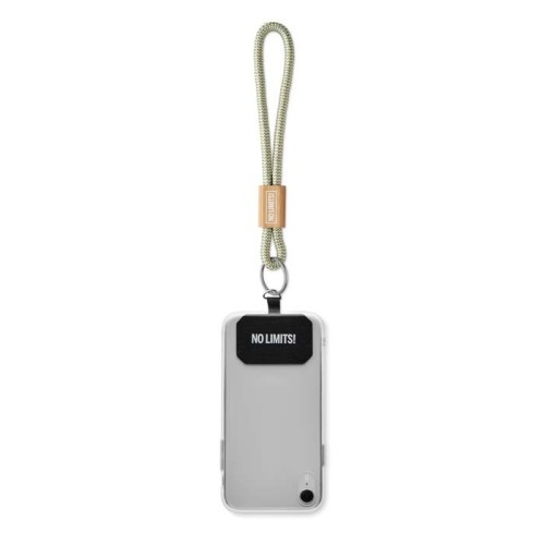 Zsinóros kulcstartó és telefontartó bambusz zsinórzárral.