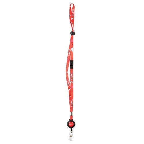 Poliészter szublimációs nyakpánt visszahúzható kártyatartóval.