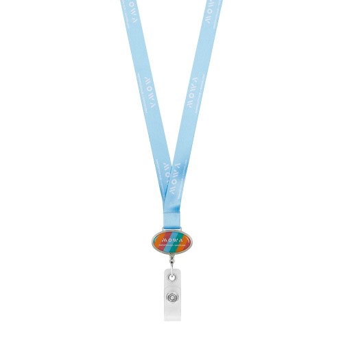 Szublimációs poliészter nyakpánt, ovális, logózott kártyatartóval.