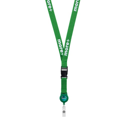 Levehető csatos, poliészter, szitanyomott nyakpánt kártyatartóval.