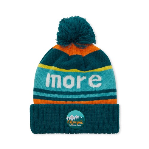 Egyedi mintás, akril jacquard kötött sapka 3x1 bordás mandzsettával és pomponnal.