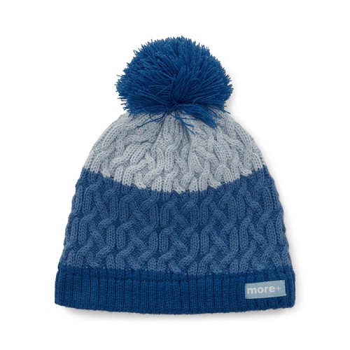 Csavart mintás, kötött sapka 200 g/m² Shu velúr béléssel, bordázott mandzsettával és pomponnal.