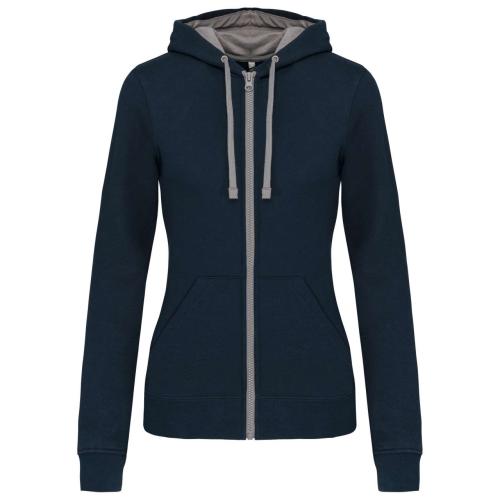 NŐI KONTRASZTOS KAPUCNIS VÉGIG CIPZÁRAS PULÓVER